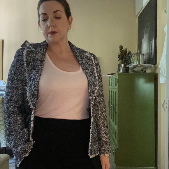 NWOT Talbots Blue/White Tweed Blazer 6P - Picture 2 of 9